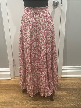 Pink Floral Maxi Skirt